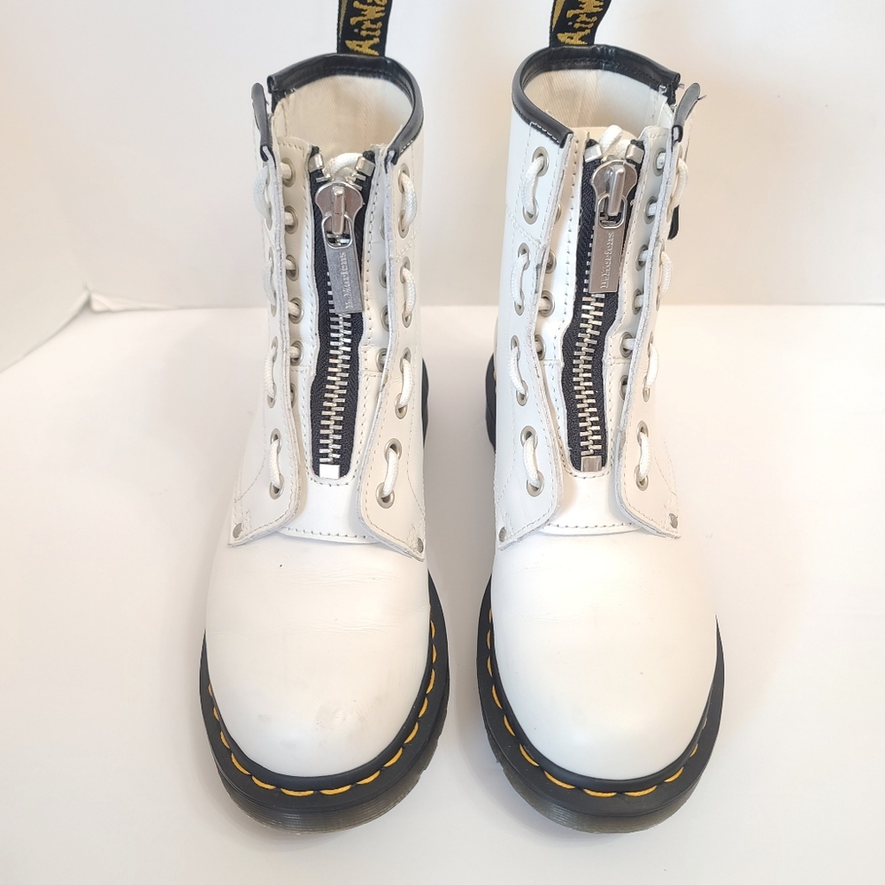 Dr. Martens | 1460 Women's Double Zip Leather Lace Up Boots White Sendal Size 7 - Picture 6 of 13